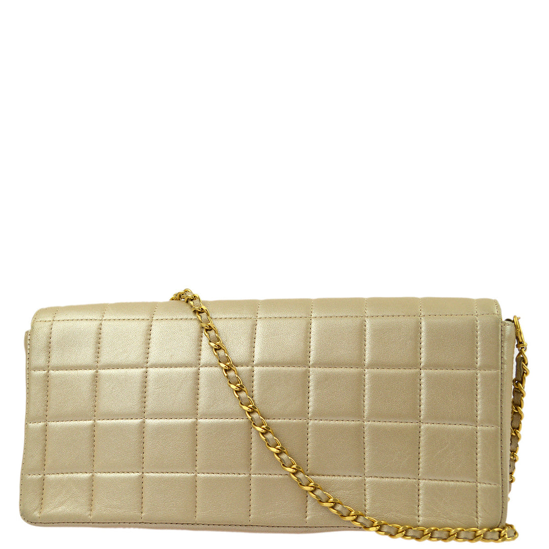 Top Quality Chanel Beige Lambskin Choco Bar East West Shoulder Bag