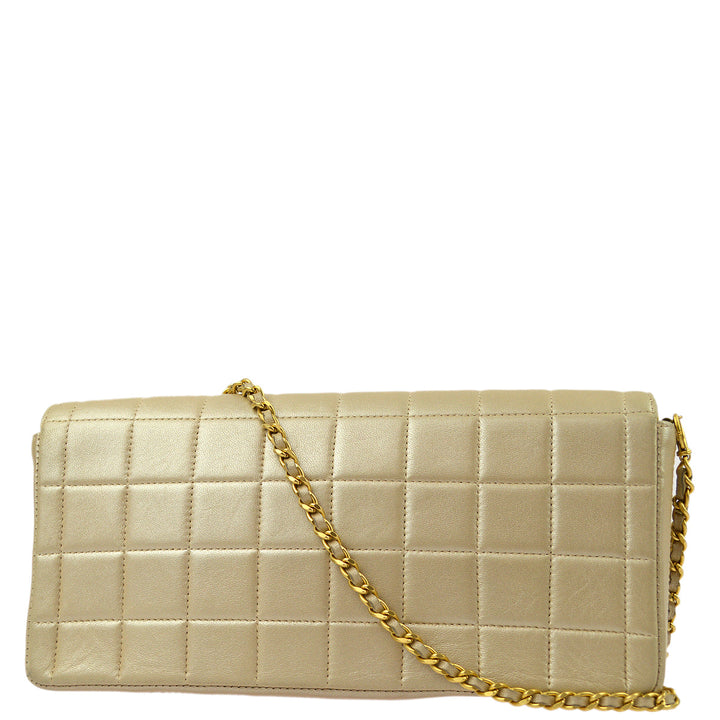 Top Quality Chanel Beige Lambskin Choco Bar East West Shoulder Bag