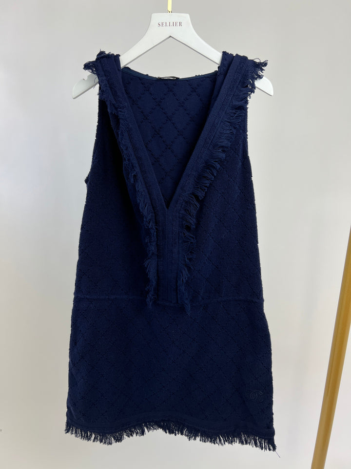 *FIRE PRICE* Top Quality Chanel Navy Sleeveless Towel Beach Dress with Hood Size FR 36 (UK 8)