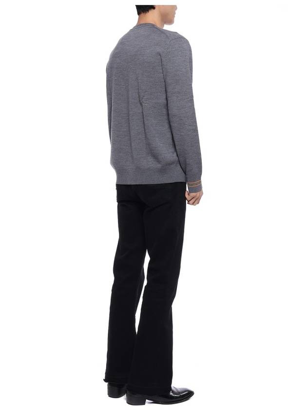 Burberry Men's Icon Striped Wool Long Sleeve T-Shirt Grey