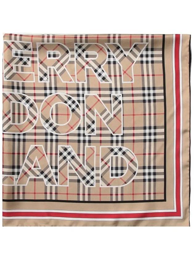Burberry Silk Vintage Check Logo Print Scarf Archive Beige