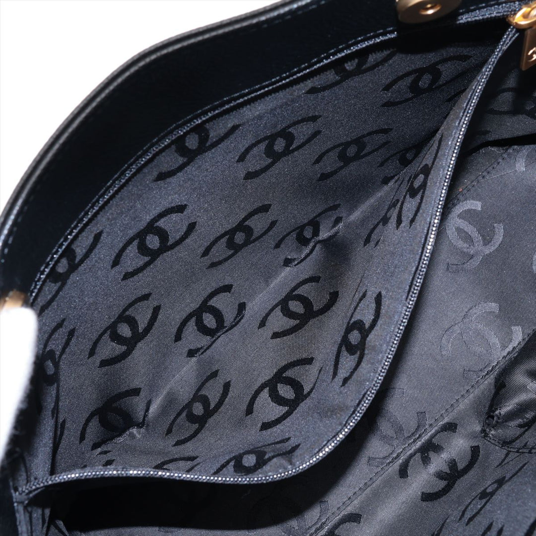 Top Quality Chanel Coco Caviar S Handbag Black Gold  9th