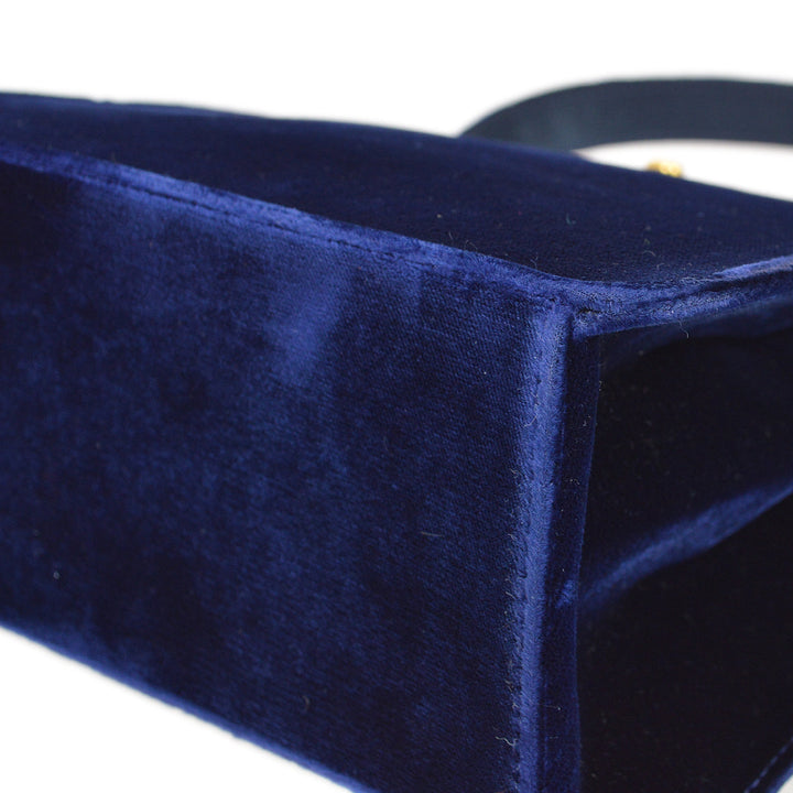 Top Quality Chanel * 1997-1999 Blue Velvet Double Sided Turnlock Handbag