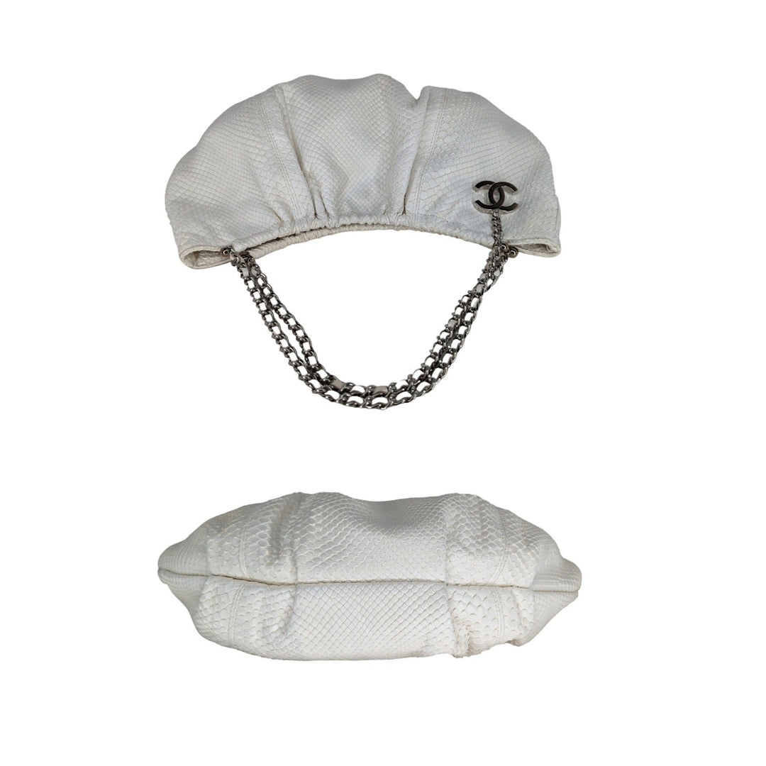 Top Quality Chanel Vintage White Python CC Chain Hobo Bag
