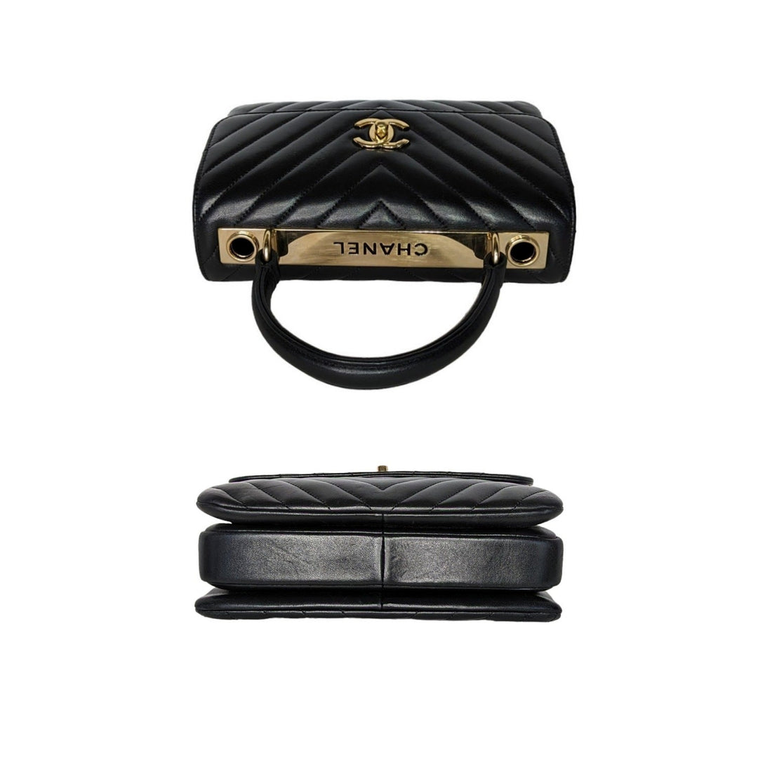 Top Quality Chanel Black Trendy CC Chevron Top Handle Flap Bag