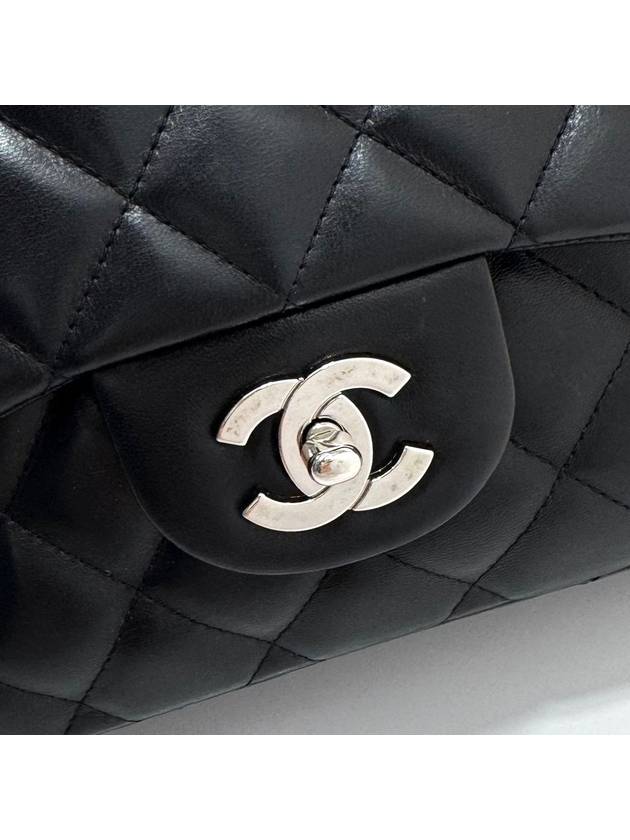 Lambskin classic large silver shoulder bag cross black Chanel