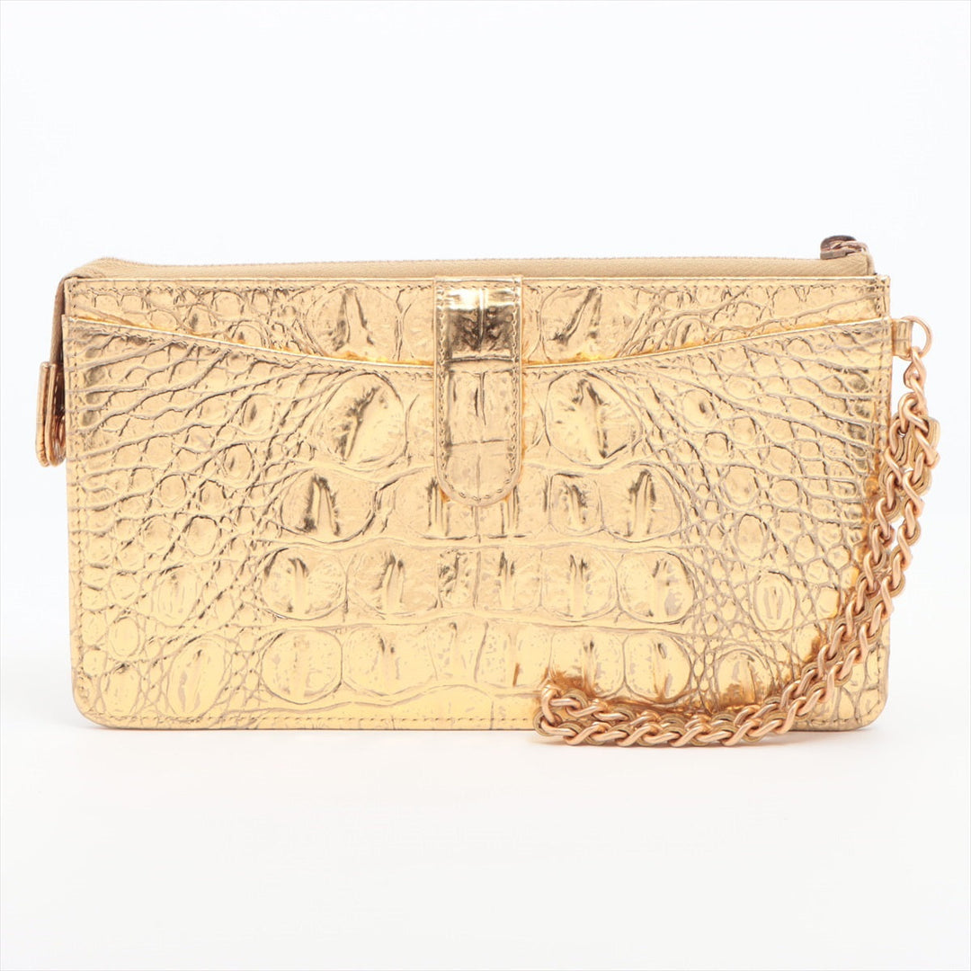 Top Quality Chanel Coco Crocodile Press Wallet Gold Gold  28th
