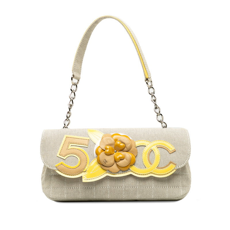Top Quality Chanel Cocomark Chocolate Bar Camellia Chain Shoulder Bag Beige Yellow Canvas Patent Leather Lady CHANEL