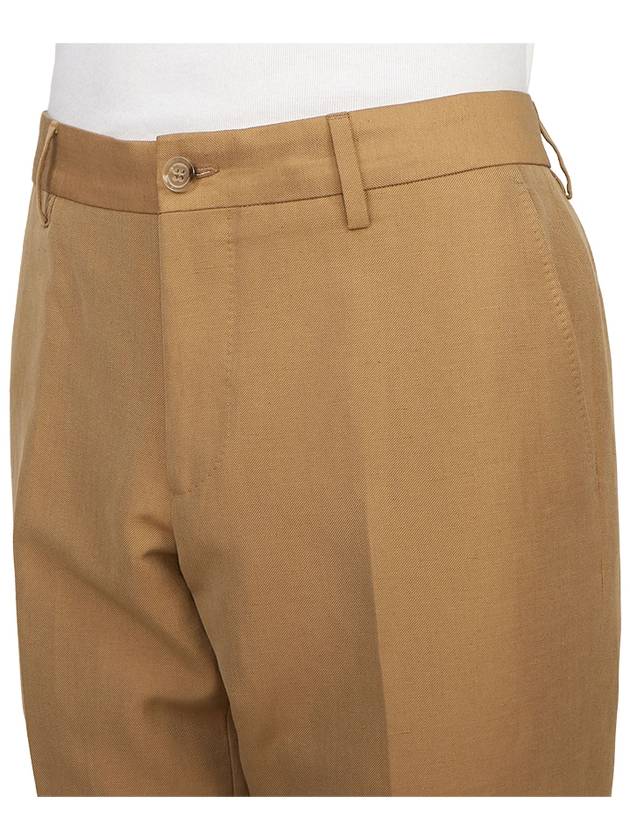 Burberry Wool Linen Tailored Straight Pants Camel