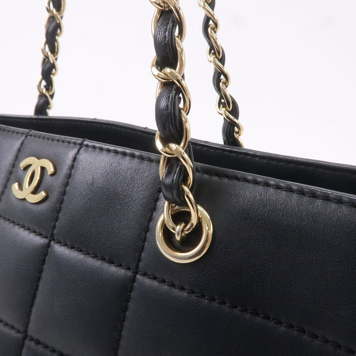 Top Quality Chanel Chocolate Bar Lamb Skin Chain Tote Bag Black A17859