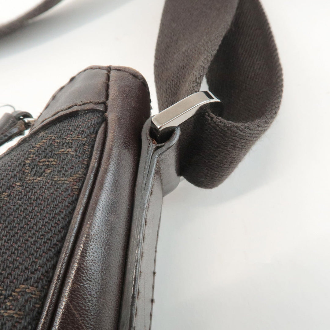 GUCCI GG Denim Leather Shoulder Bag Crossbody Dark Brownk