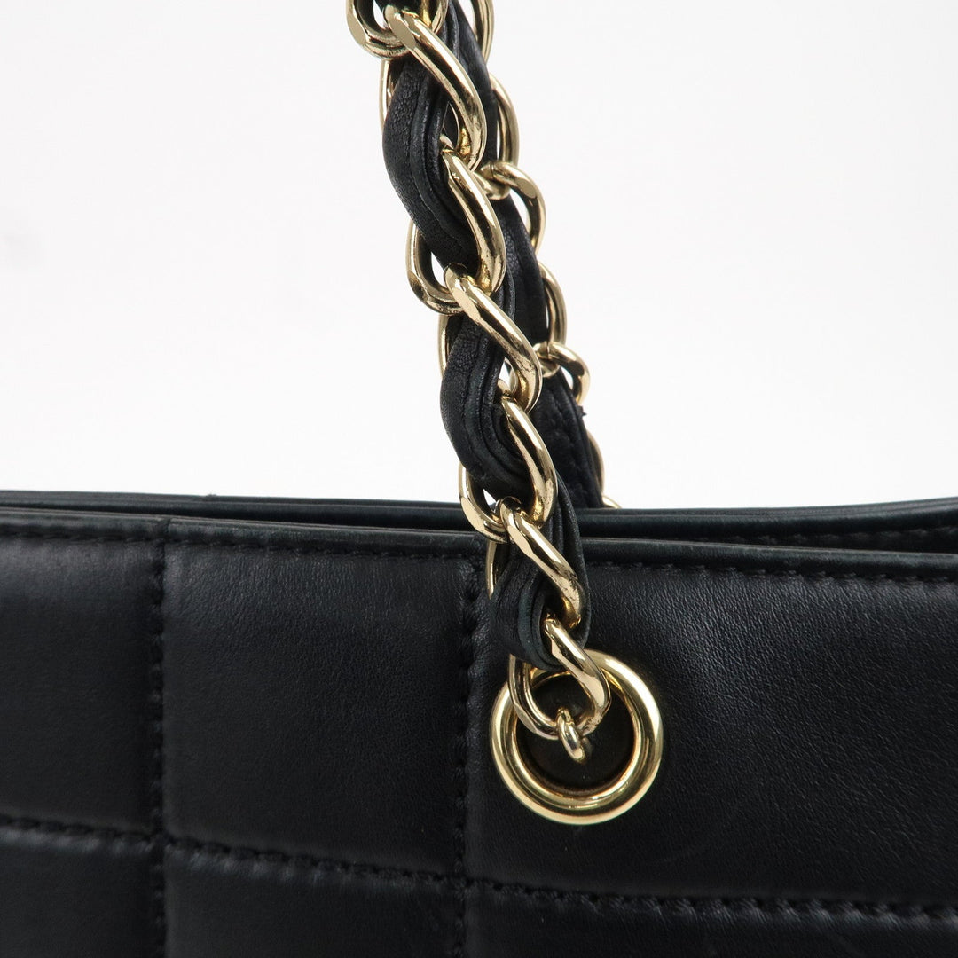 Top Quality Chanel Chocolate Bar Lamb Skin Chain Tote Bag Black