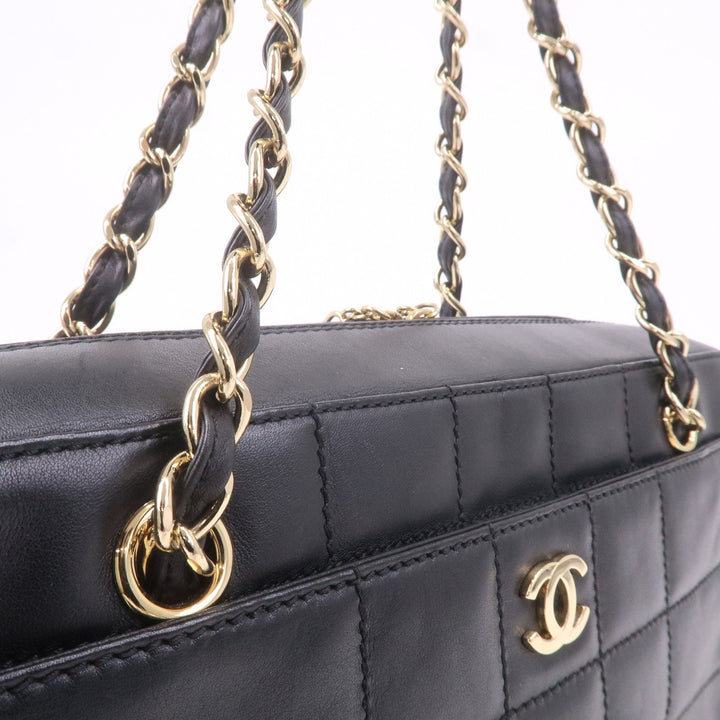 Top Quality Chanel Chocolate Bar Lamb Skin Chain Shoulder Bag Black