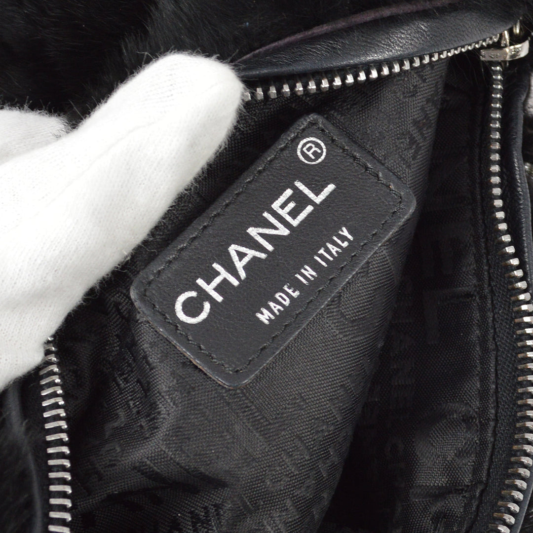 Top Quality Chanel Black Fur Chain Handbag
