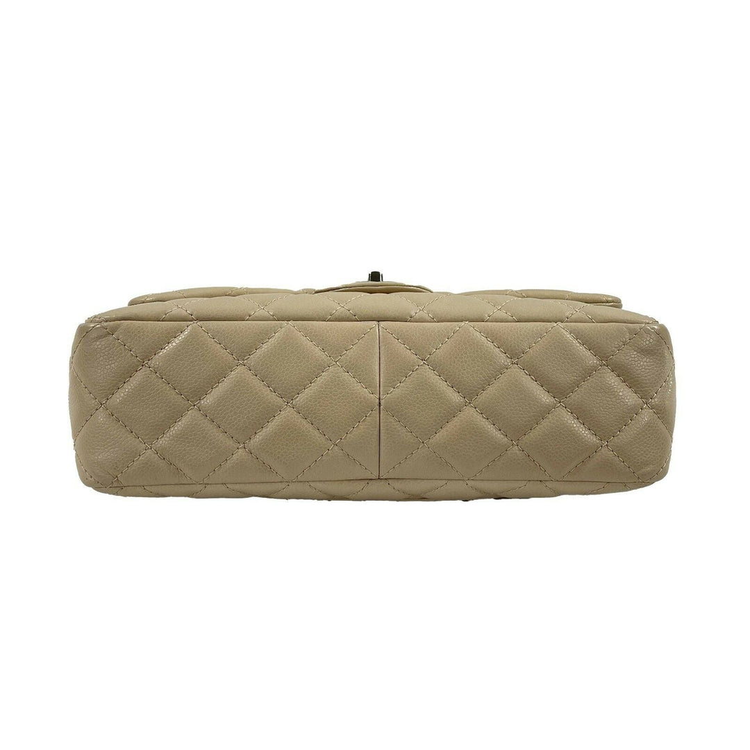 Chanel - Jumbo Lambskin Quilted Single New - Beige / Silver Shoulder Bag
