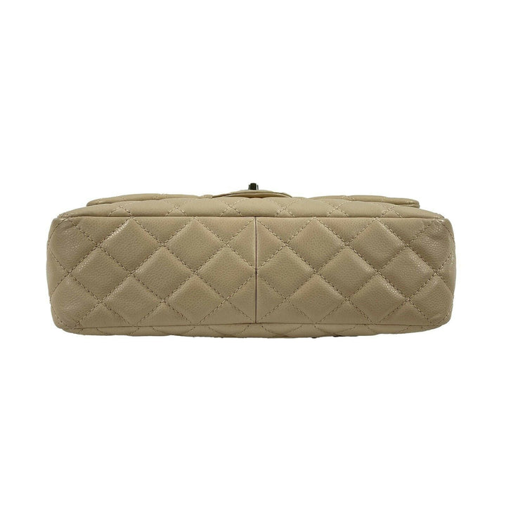Chanel - Jumbo Lambskin Quilted Single New - Beige / Silver Shoulder Bag