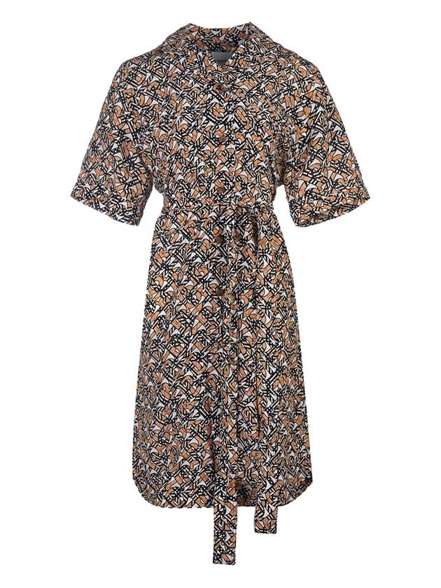 Burberry Monogram Logo Print Silk Midi Dress