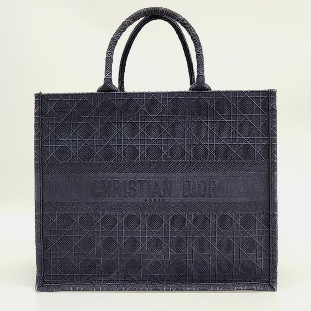 Top quality Dior Christian Black Canvas Large Cannage Book Tote