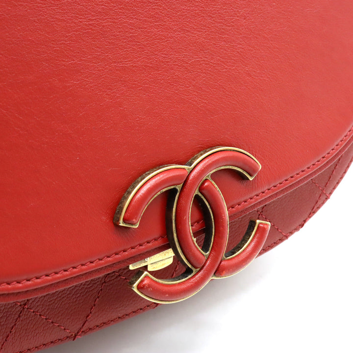 Top Quality Chanel Coconut Matrasse Chain Shoulder Bag Posket 2WAY Leather Red Gold  A93461