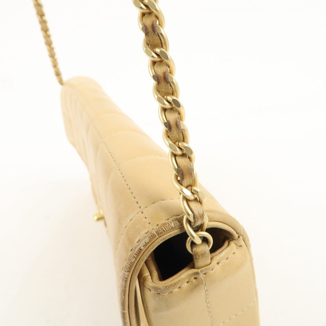 Top Quality Chanel Chocolate Bar Lamb Skin Chain Shoulder Bag Beige A15316
