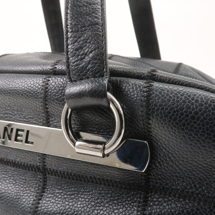 Top Quality Chanel Chocolate Bar Caviar Skin Boston Bag Black A26135