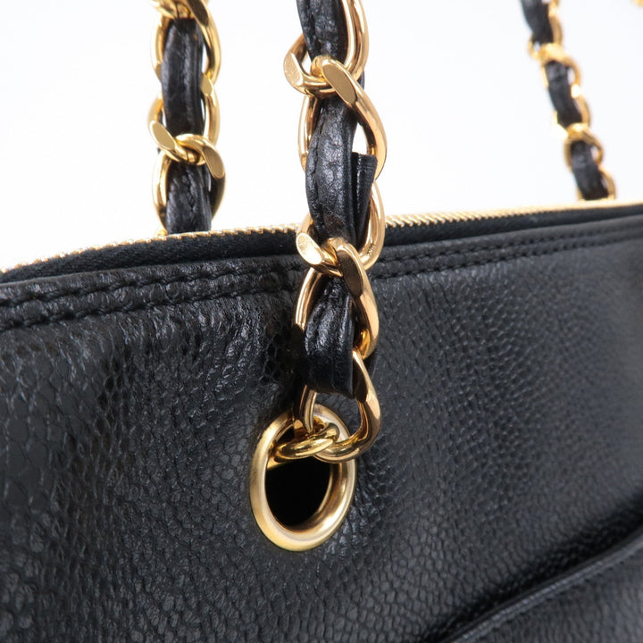 Top Quality Chanel Caviar Skin Chain Tote Bag Shoulder Bag Gold Black