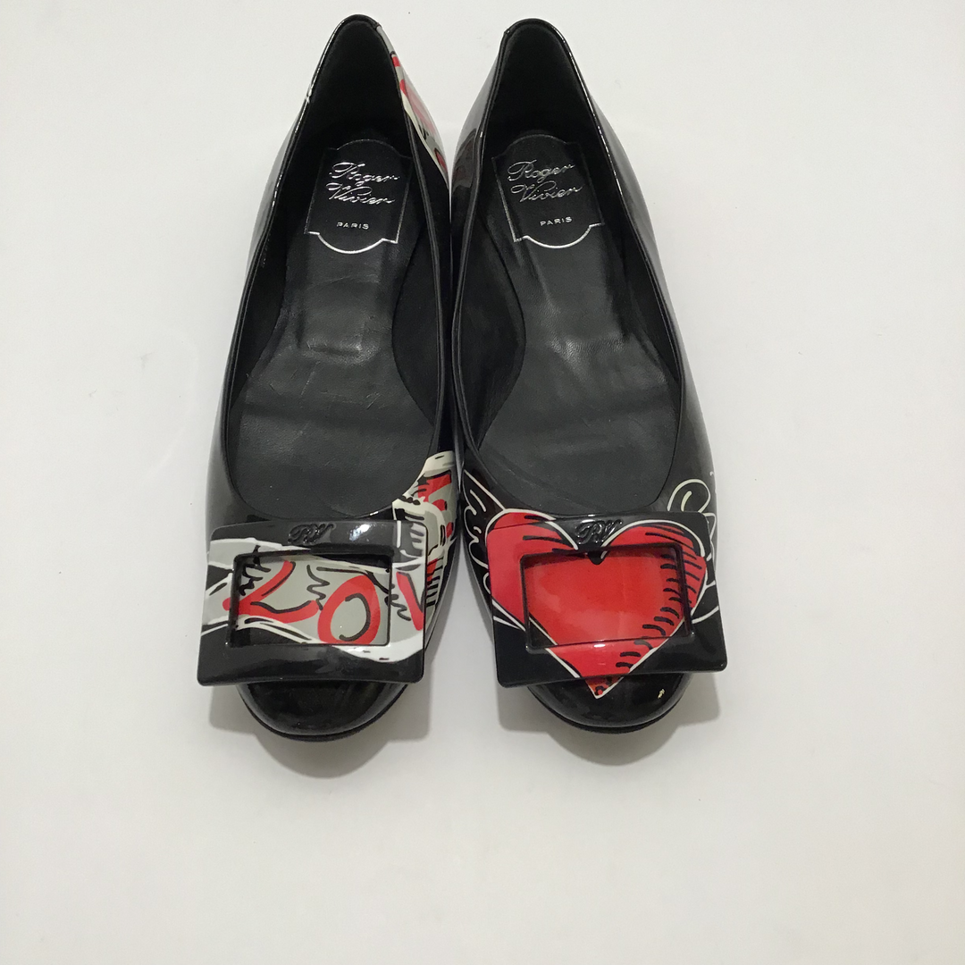 Roger Vivier Black Heart Flats Sz 37 (7)