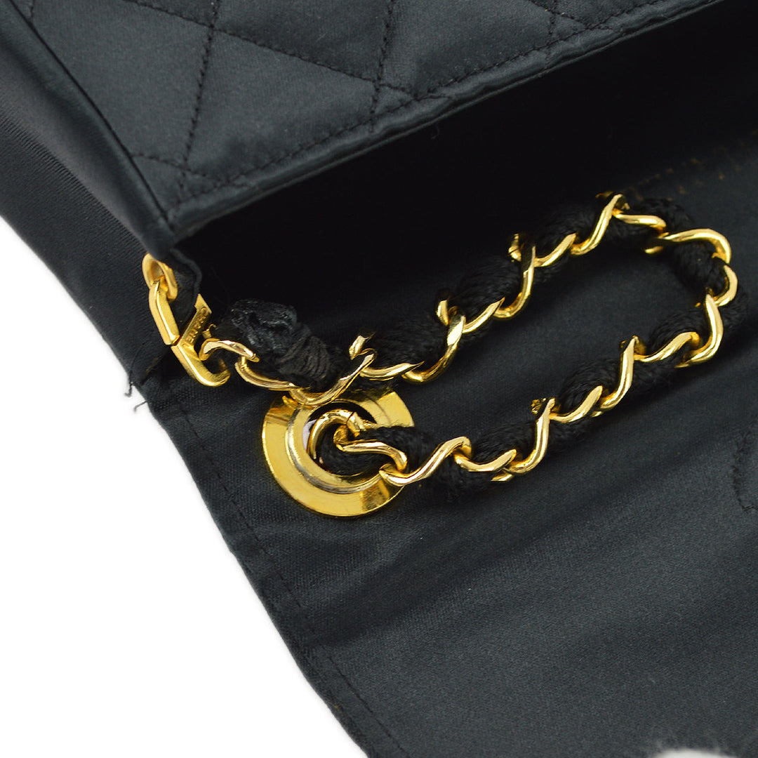 Top Quality Chanel Black Satin Rhinestone Chain Shoulder Bag