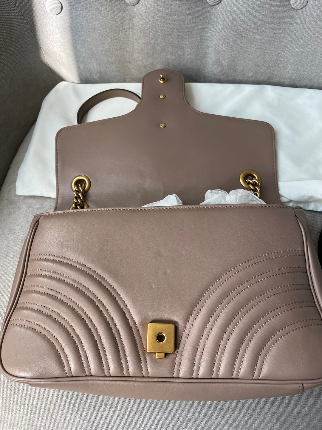 Gucci GG Dusty Pink Marmont Medium Shoulder Bag (RRP £2,070)