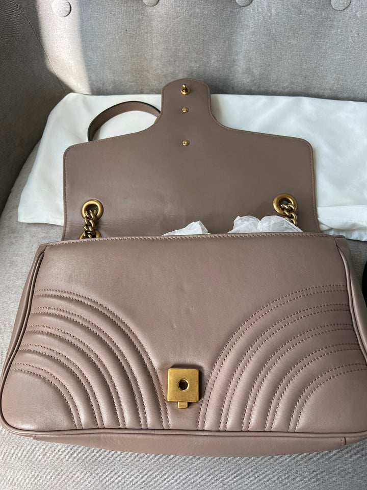 Gucci GG Dusty Pink Marmont Medium Shoulder Bag (RRP £2,070)