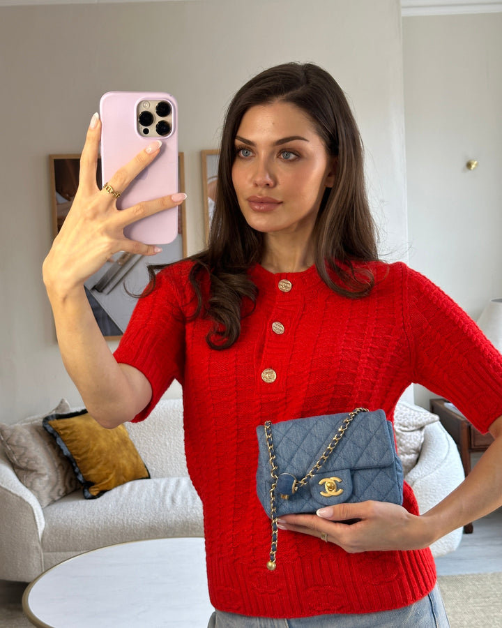 *HOT* Top Quality Chanel Coco Crush Mini Square Flap Bag in Denim with Brushed Gold Hardware