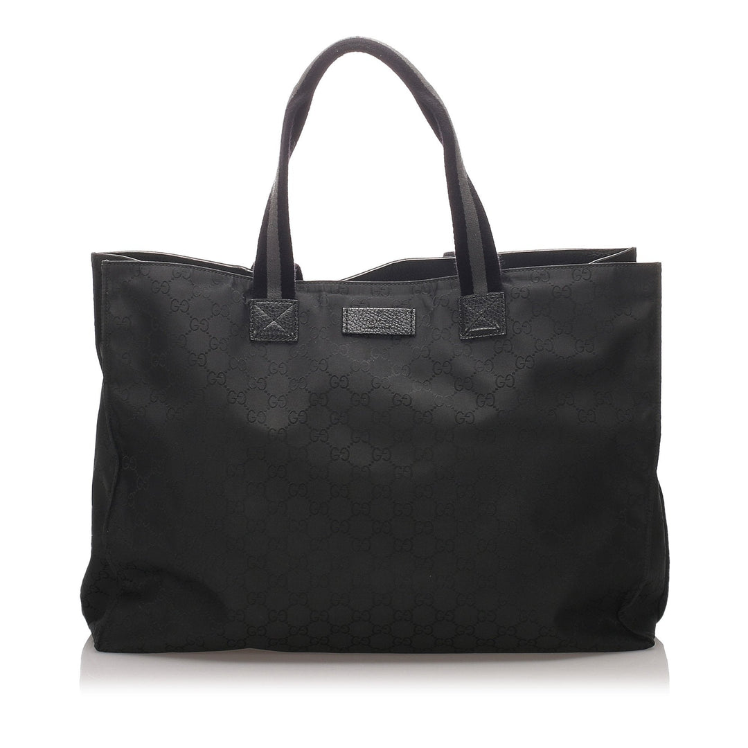 Pre-Loved Gucci Black Canvas Fabric GG Tote Bag Italy