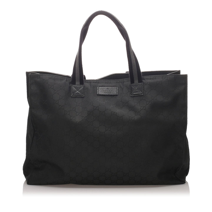Pre-Loved Gucci Black Canvas Fabric GG Tote Bag Italy