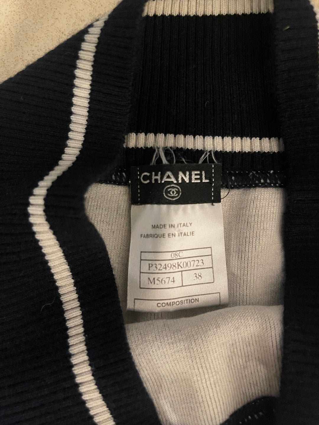 *HOT* Chanel Airline Collection Navy Cashmere Jumper and Mini Skirt Set with Silver Logo Airplane Appliqu√©s Size FR 38 (UK 10)
