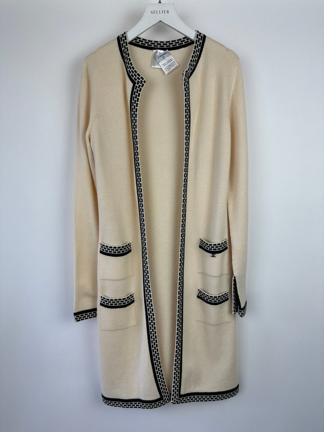 Top Quality Chanel 04A Cashmere Midi Dress and Longline igan Set With Grey Trim Detail FR 36 (UK 8)