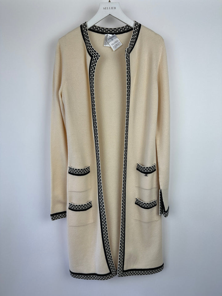 Top Quality Chanel 04A Cashmere Midi Dress and Longline igan Set With Grey Trim Detail FR 36 (UK 8)