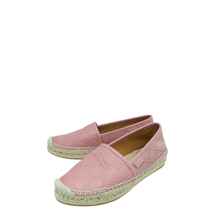 Gucci Dusty Pink Guccissima Espadrille Flats 36