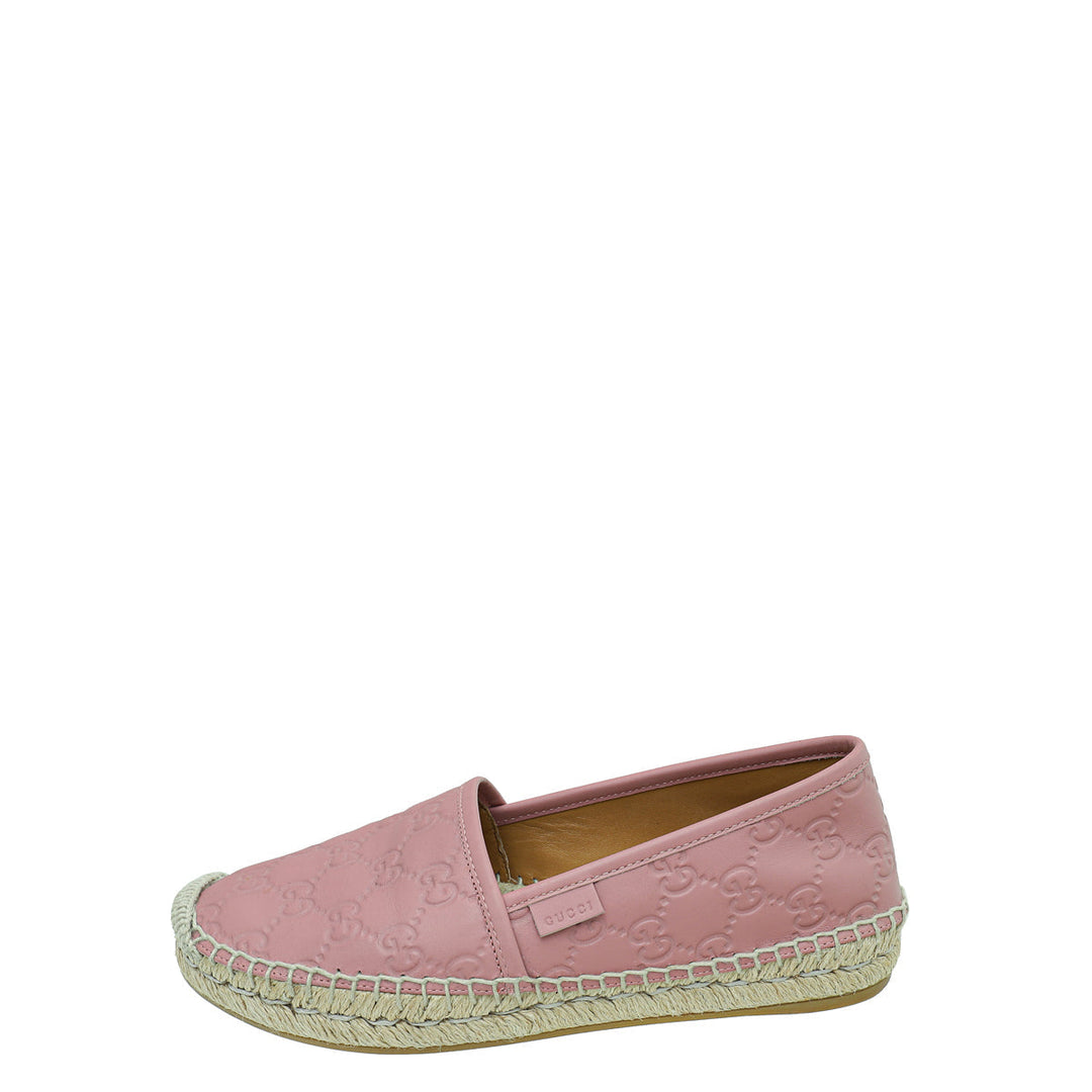 Gucci Dusty Pink Guccissima Espadrille Flats 36
