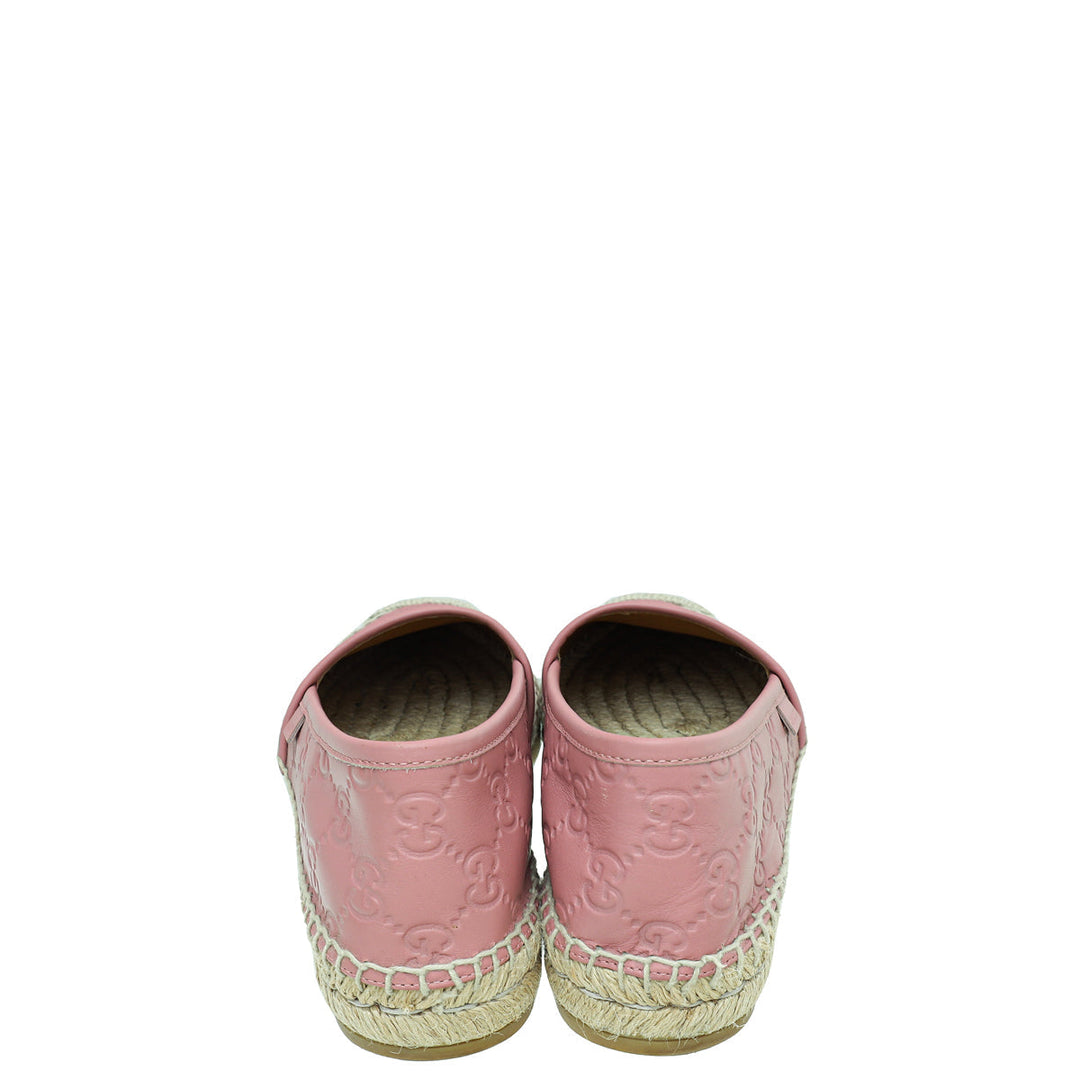 Gucci Dusty Pink Guccissima Espadrille Flats 36