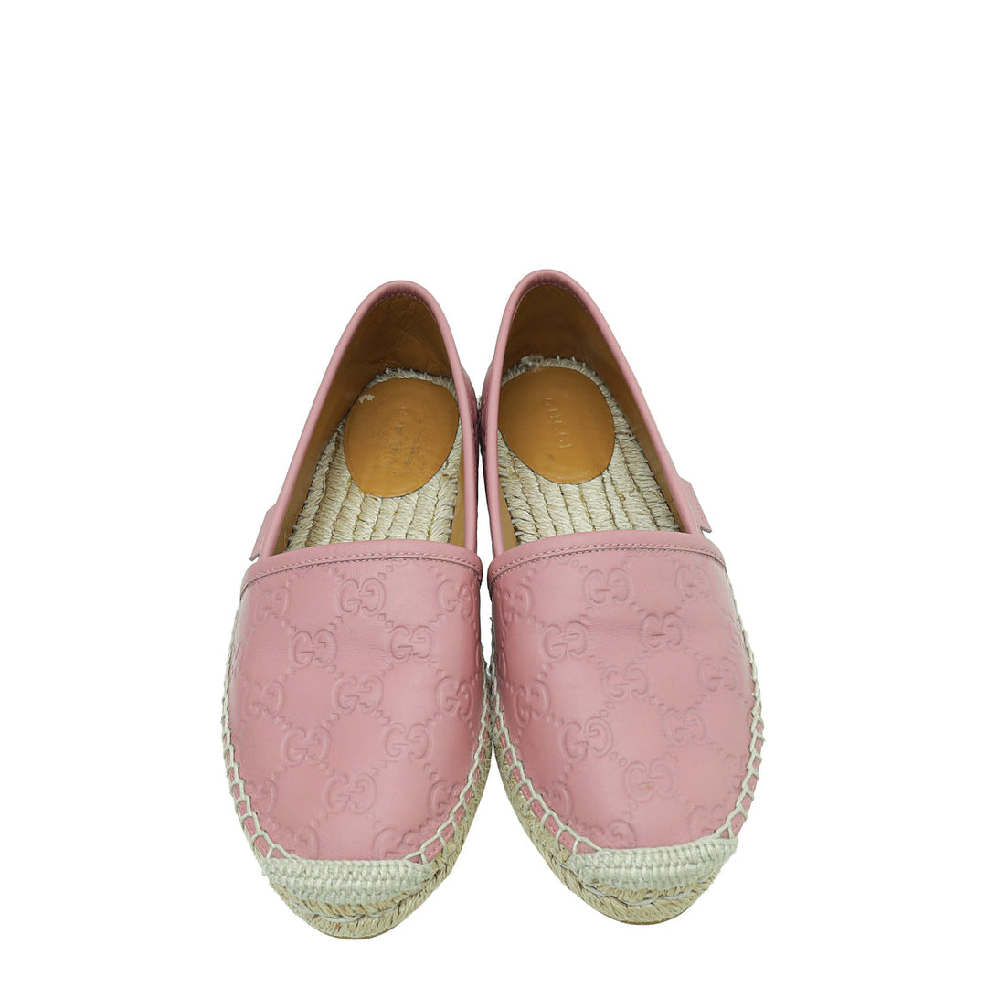 Gucci Dusty Pink Guccissima Espadrille Flats 36