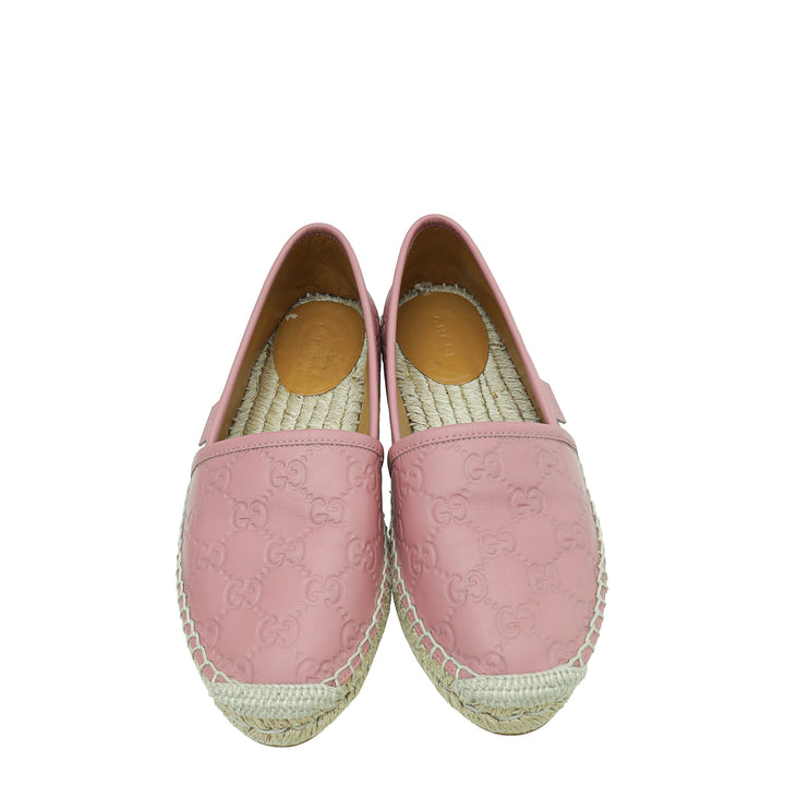 Gucci Dusty Pink Guccissima Espadrille Flats 36