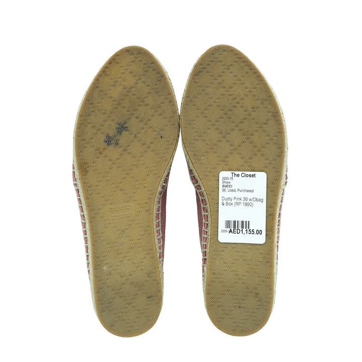 Gucci Dusty Pink Guccissima Espadrille Flats 36