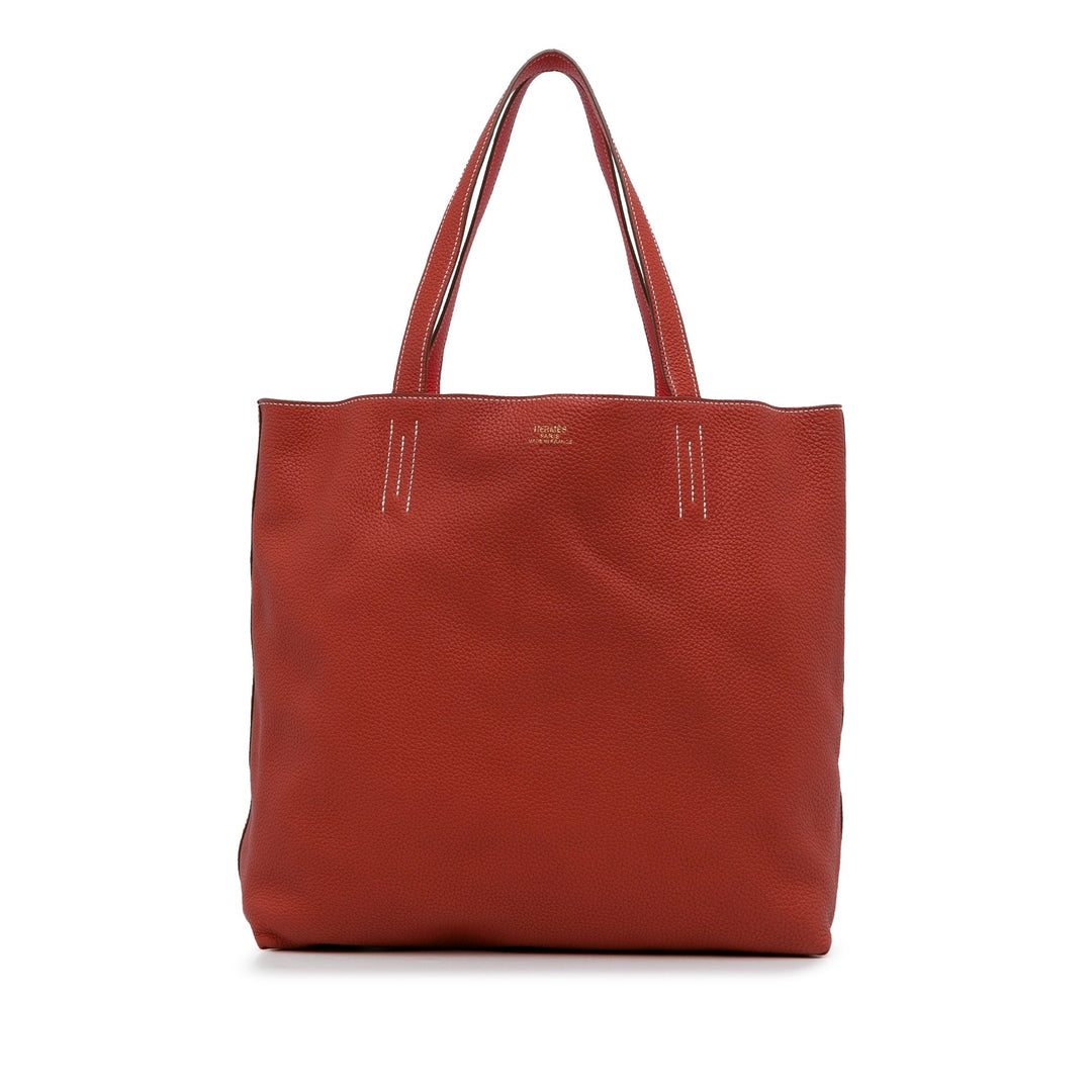 Red Top quality Hermes Clemence Double Sens 36 Tote Bag