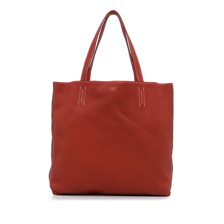 Red Top quality Hermes Clemence Double Sens 36 Tote Bag