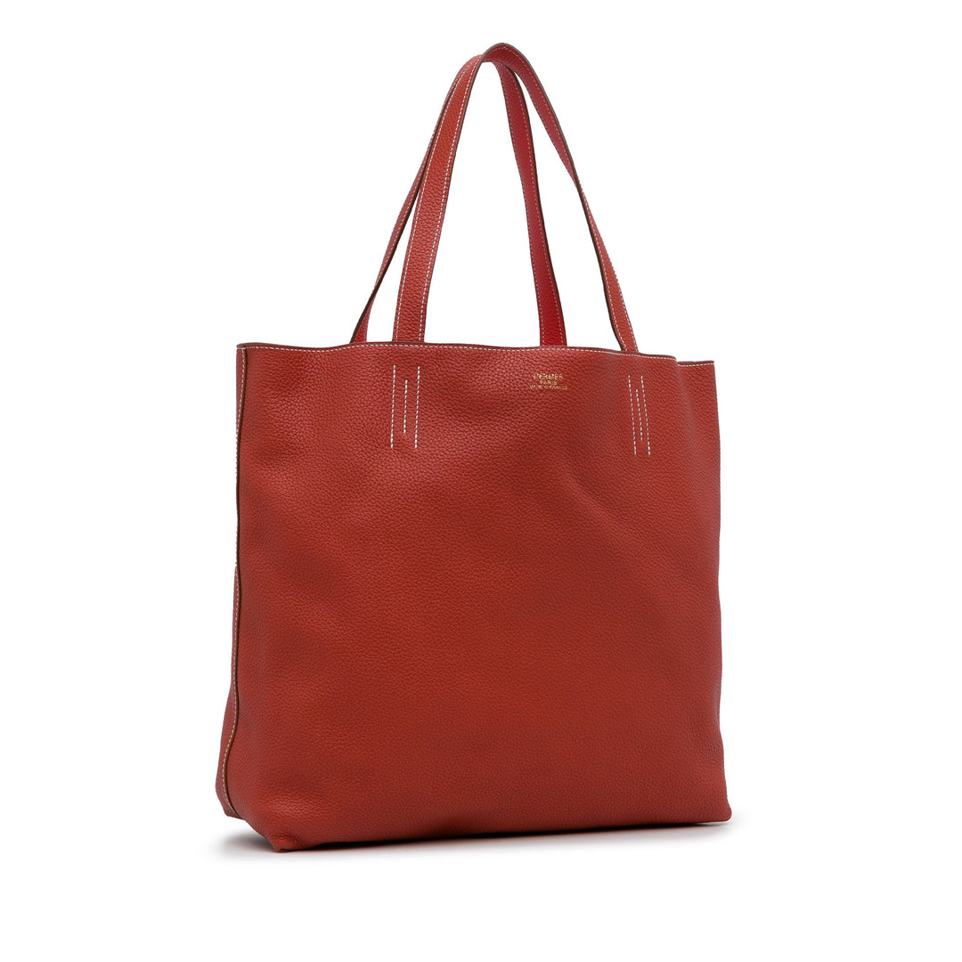 Red Top quality Hermes Clemence Double Sens 36 Tote Bag