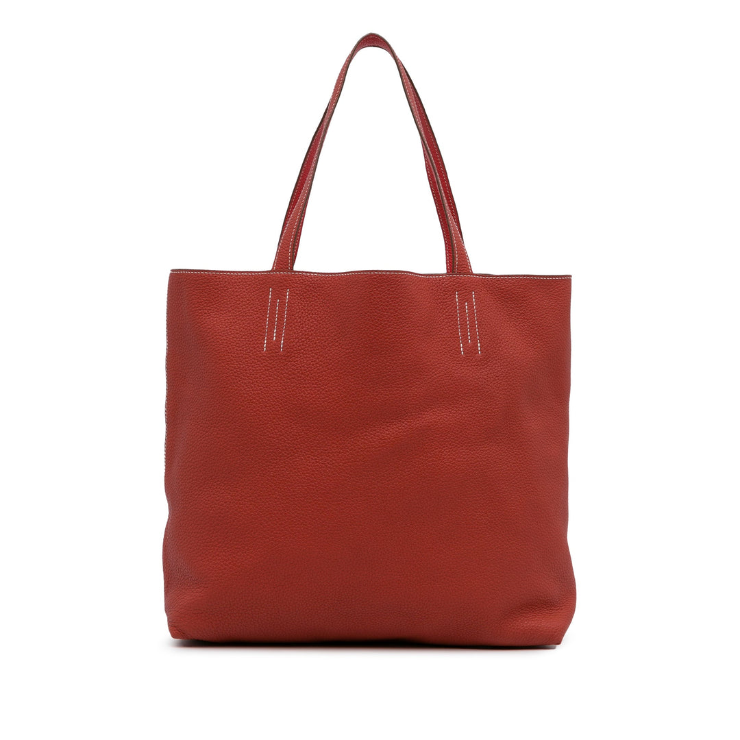 Red Top quality Hermes Clemence Double Sens 36 Tote Bag