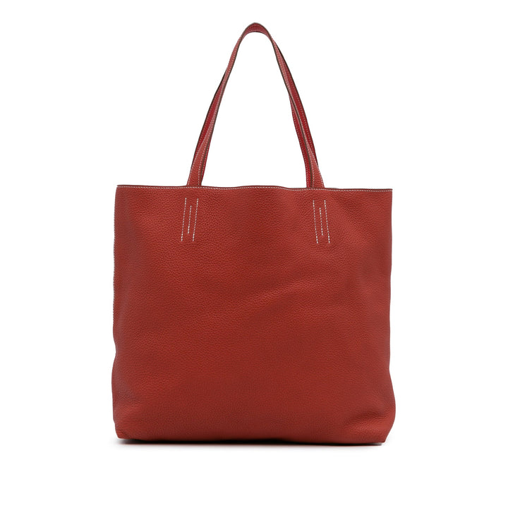 Red Top quality Hermes Clemence Double Sens 36 Tote Bag