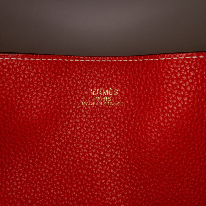 Red Top quality Hermes Clemence Double Sens 36 Tote Bag