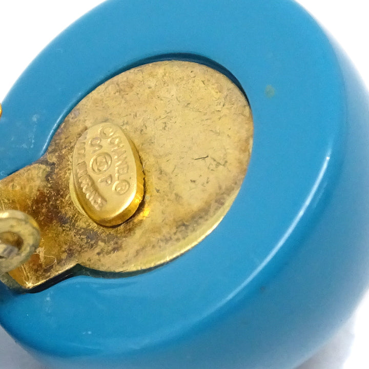 Top Quality Chanel Blue Button Earrings Clip-On 01P