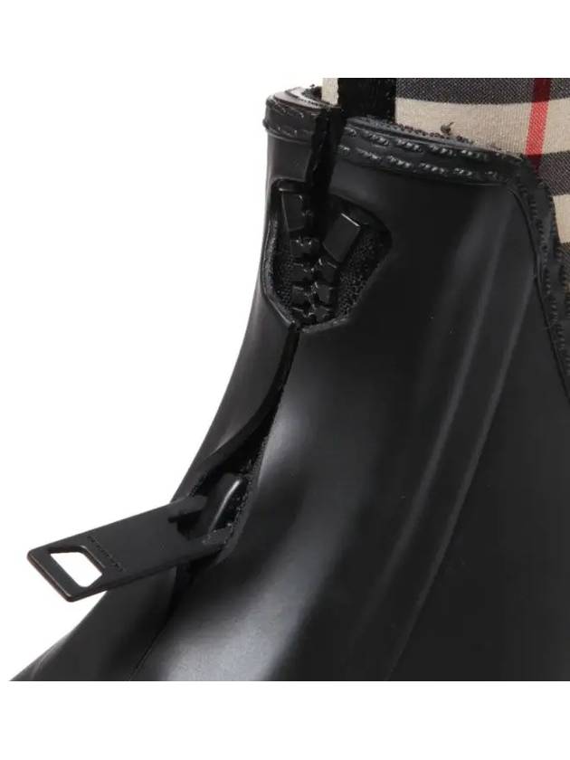 Burberry Vintage Check Neoprene Rubber Rain Boots Black Archive Beige
